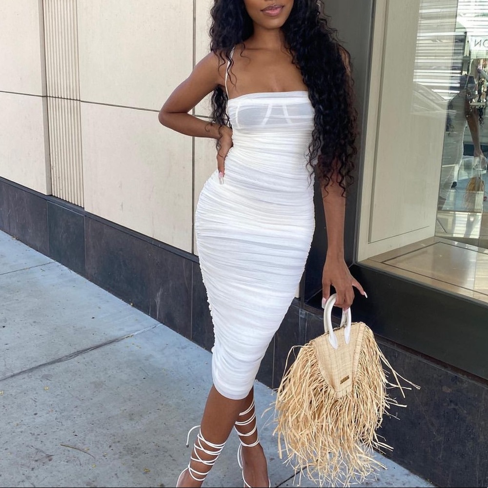 House of CB white midi dress